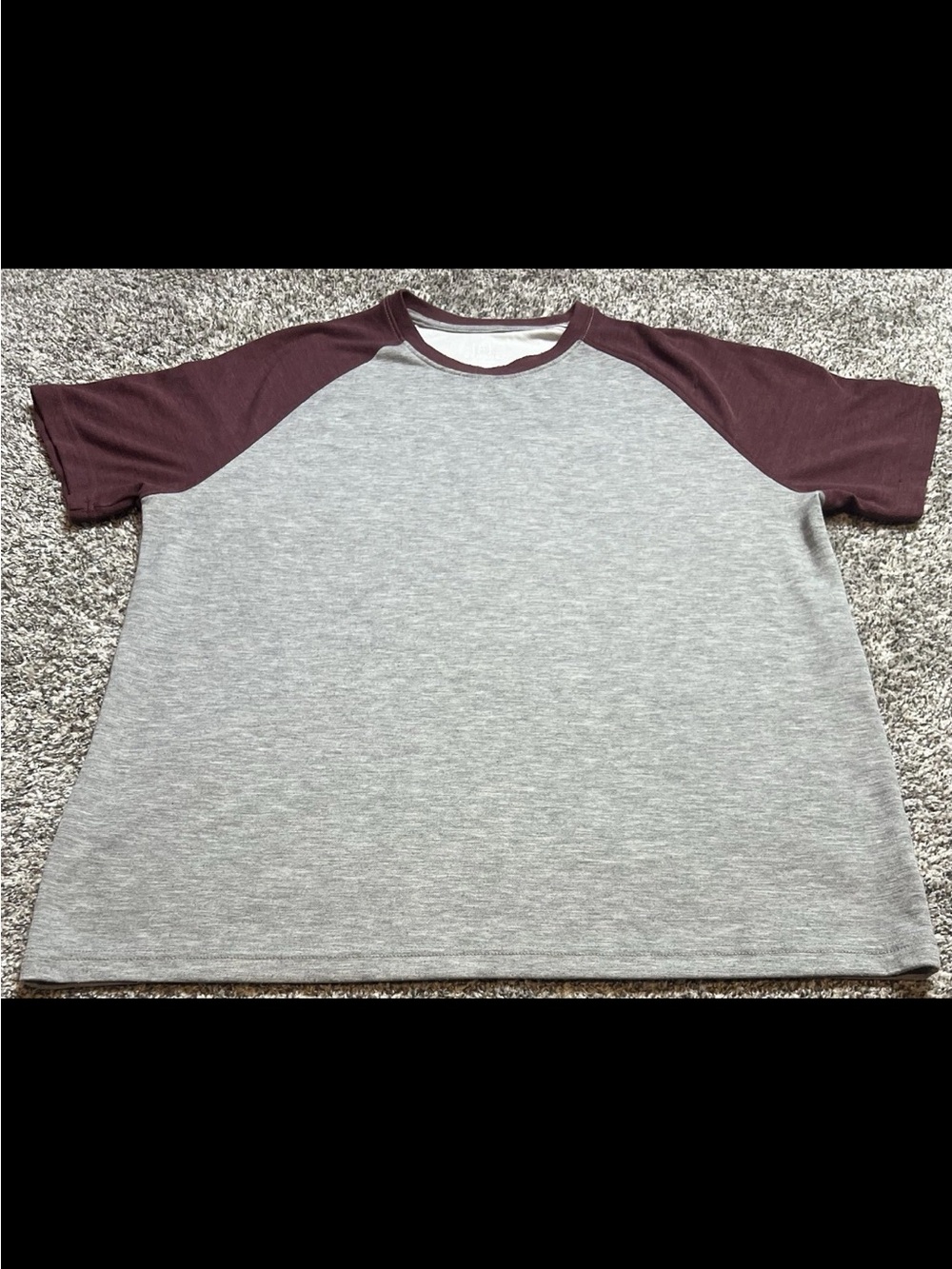 George Gray Body with Maroon Raglan Short Sleeve Tee
